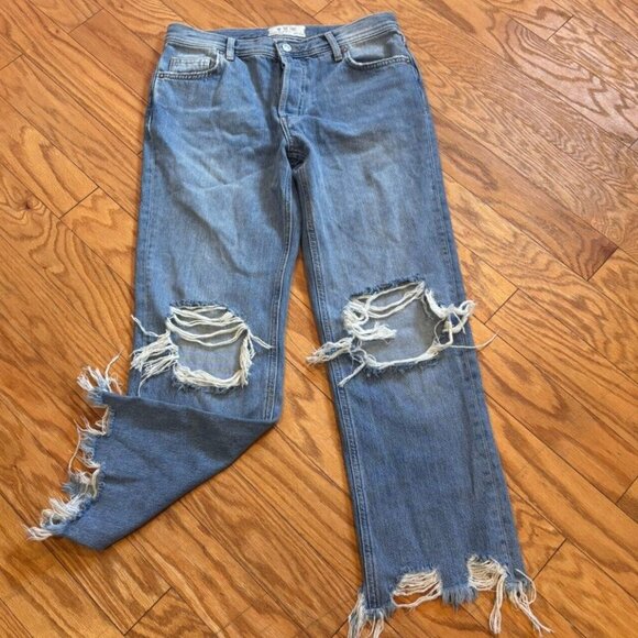 We The Free Denim - We the Free People Womens Size 26 Distressed Jeans Blue 100% Cotton
